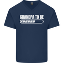 Grandpa to Be Newborn Baby Grandparent Mens V-Neck Cotton T-Shirt Navy Blue