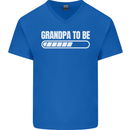 Grandpa to Be Newborn Baby Grandparent Mens V-Neck Cotton T-Shirt Royal Blue