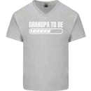 Grandpa to Be Newborn Baby Grandparent Mens V-Neck Cotton T-Shirt Sports Grey