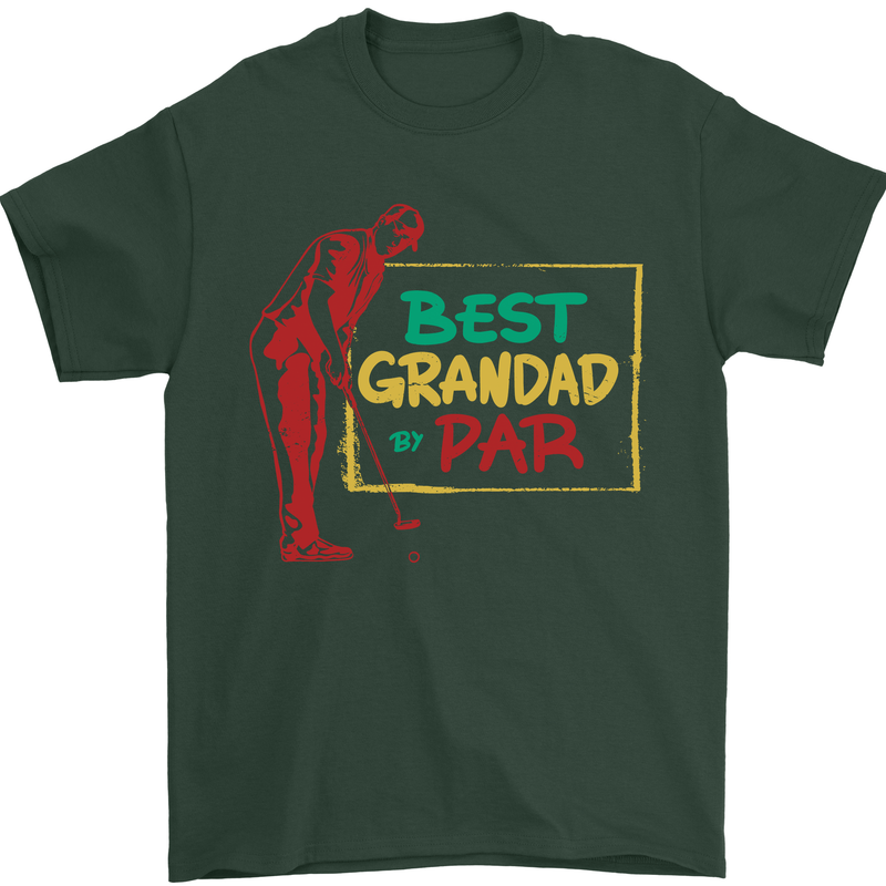 Grandparent's Day Best Grandad By Par Mens T-Shirt Cotton Gildan Forest Green