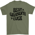 Grandparents Day Best Grandpa Ever Mens T-Shirt 100% Cotton Military Green