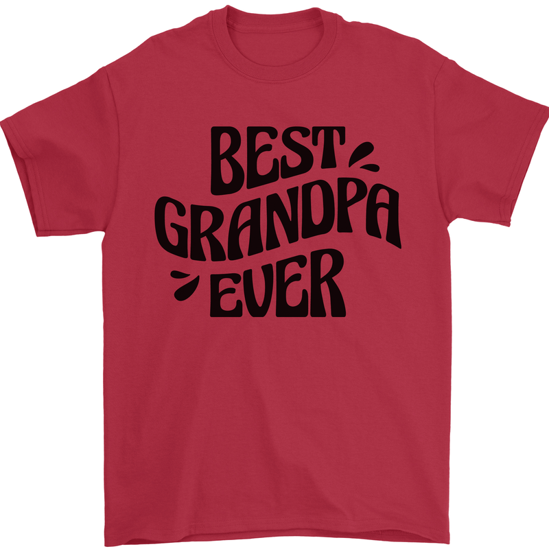 Grandparents Day Best Grandpa Ever Mens T-Shirt 100% Cotton Red