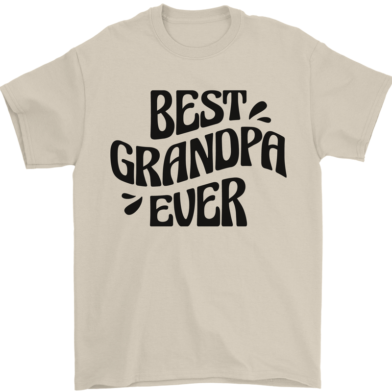 Grandparents Day Best Grandpa Ever Mens T-Shirt 100% Cotton Sand
