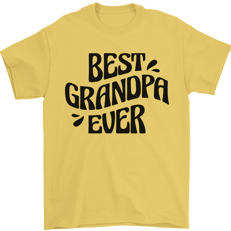 Grandparents Day Best Grandpa Ever Mens T-Shirt 100% Cotton Yellow