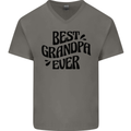 Grandparents Day Best Grandpa Ever Mens V-Neck Cotton T-Shirt Charcoal
