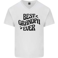 Grandparents Day Best Grandpa Ever Mens V-Neck Cotton T-Shirt White