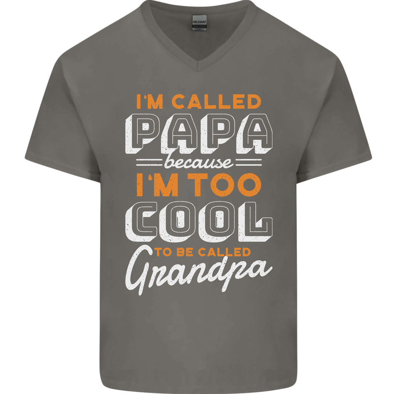 Grandparents Day I'm Called Papa Mens V-Neck Cotton T-Shirt Charcoal