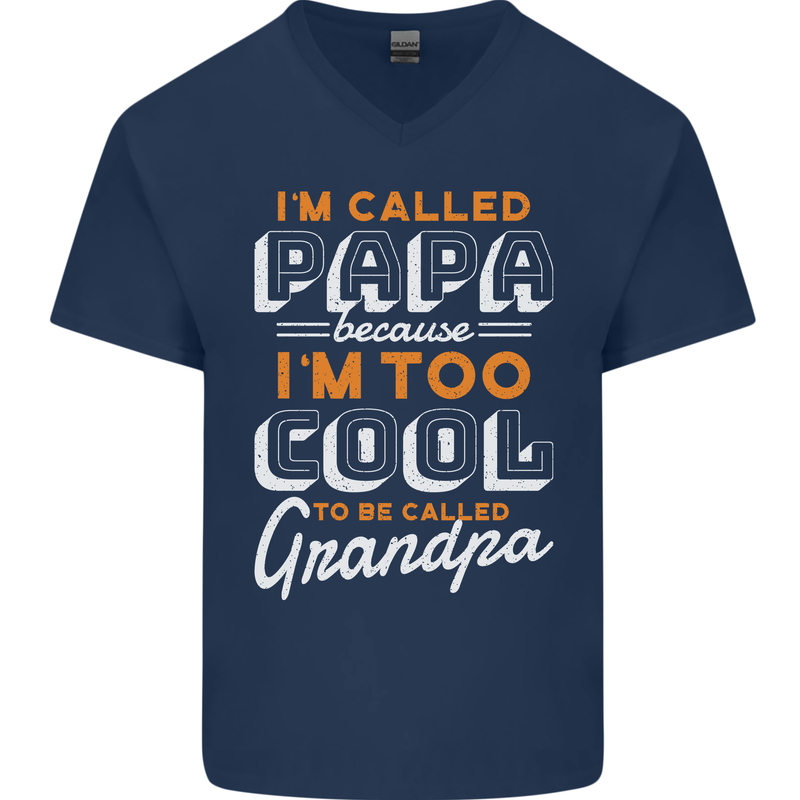 Grandparents Day I'm Called Papa Mens V-Neck Cotton T-Shirt Navy Blue