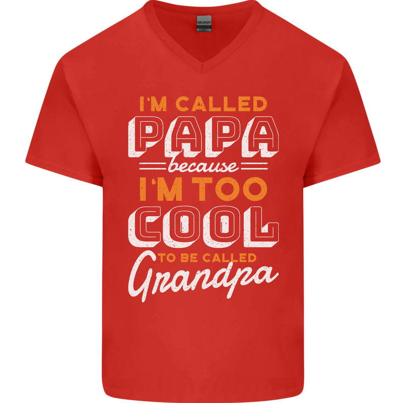 Grandparents Day I'm Called Papa Mens V-Neck Cotton T-Shirt Red