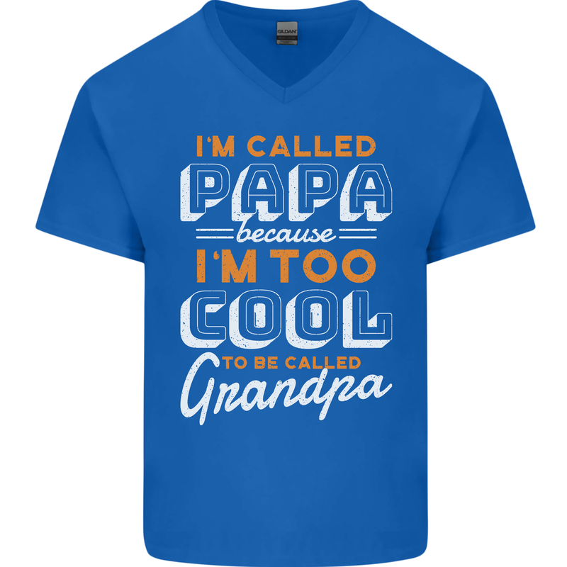 Grandparents Day I'm Called Papa Mens V-Neck Cotton T-Shirt Royal Blue