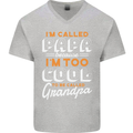 Grandparents Day I'm Called Papa Mens V-Neck Cotton T-Shirt Sports Grey