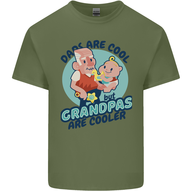 Grandpas are Cooler Grandparents Day Mens Cotton T-Shirt Tee Top Military Green
