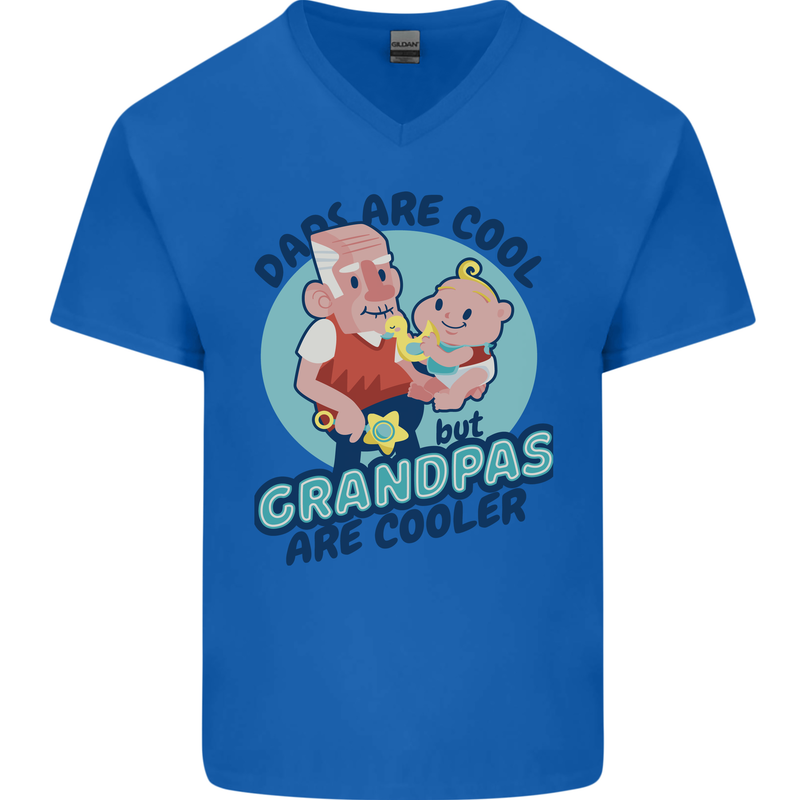 Grandpas are Cooler Grandparents Day Mens V-Neck Cotton T-Shirt Royal Blue