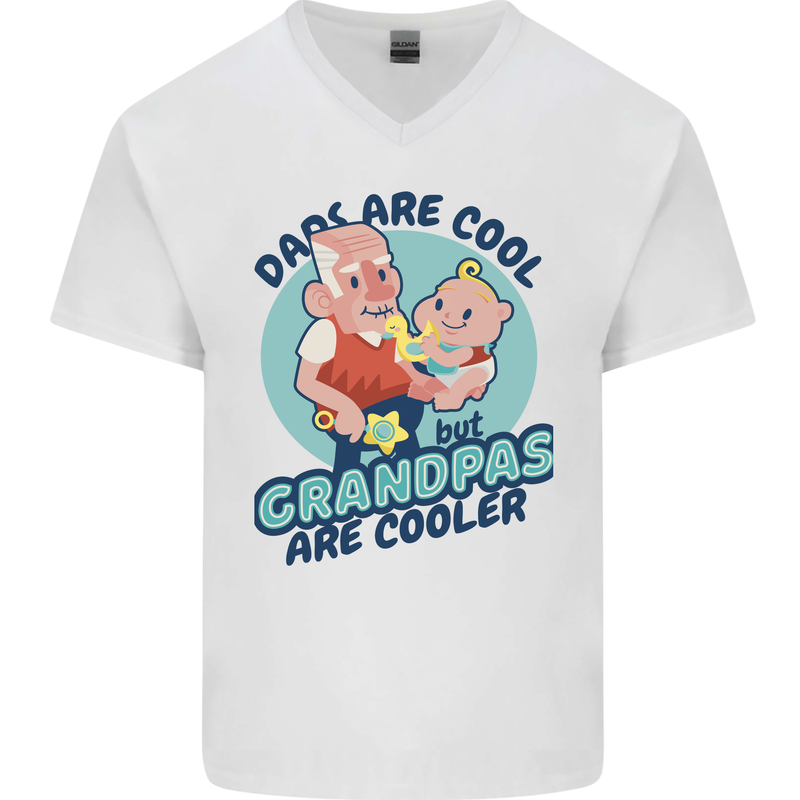 Grandpas are Cooler Grandparents Day Mens V-Neck Cotton T-Shirt White