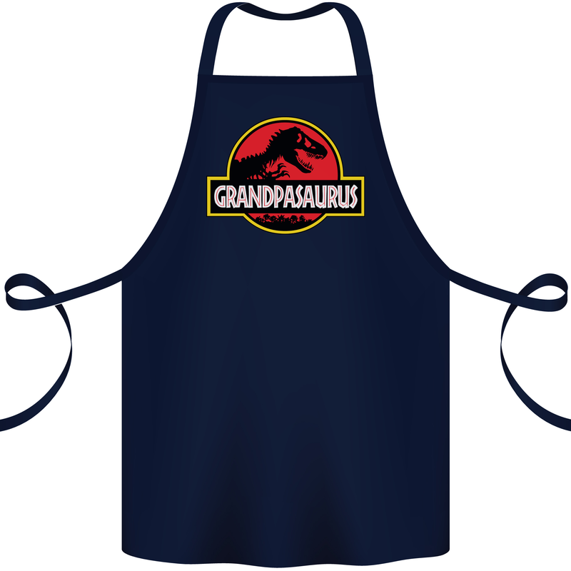 Grandpasaurus Funny Grandpa Grandad Cotton Apron 100% Organic Navy Blue