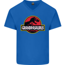 Grandpasaurus Funny Grandpa Grandad Mens V-Neck Cotton T-Shirt Royal Blue