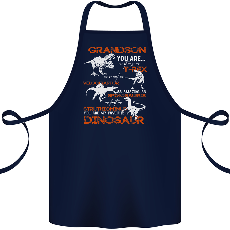 Grandson You Are My Favourite Dinosaur Cotton Apron 100% Organic Navy Blue