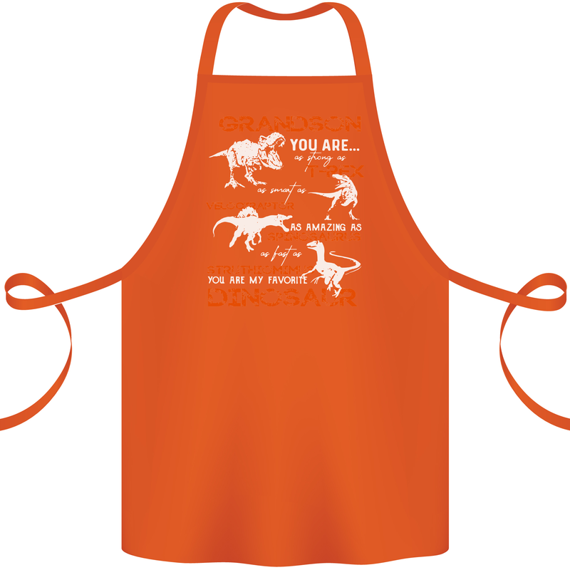 Grandson You Are My Favourite Dinosaur Cotton Apron 100% Organic Orange