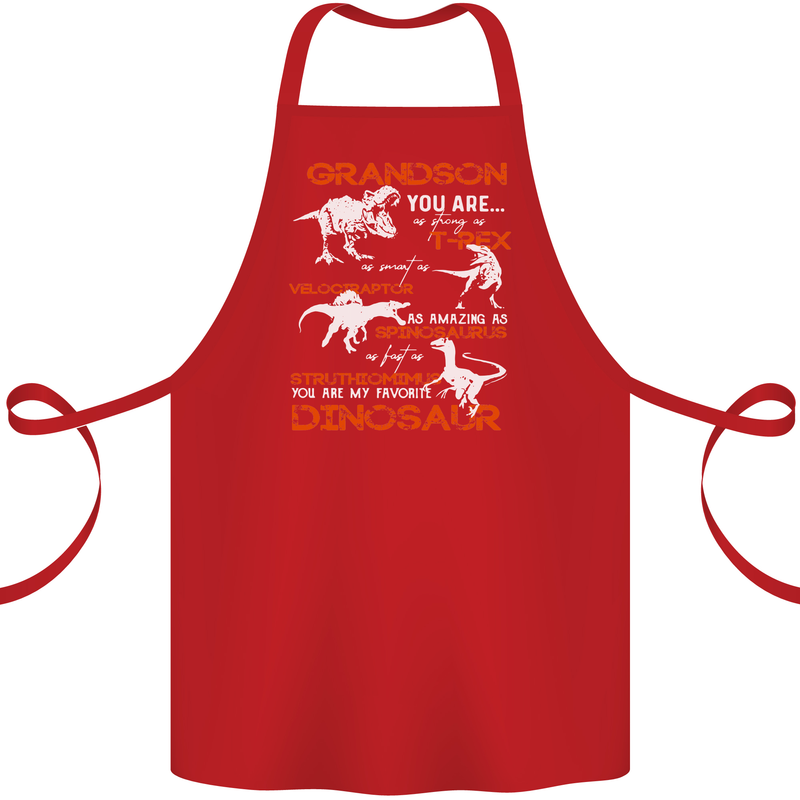 Grandson You Are My Favourite Dinosaur Cotton Apron 100% Organic Red