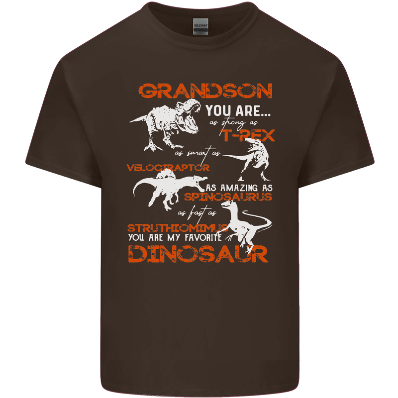 Grandson You Are My Favourite Dinosaur Mens Cotton T-Shirt Tee Top Dark Chocolate