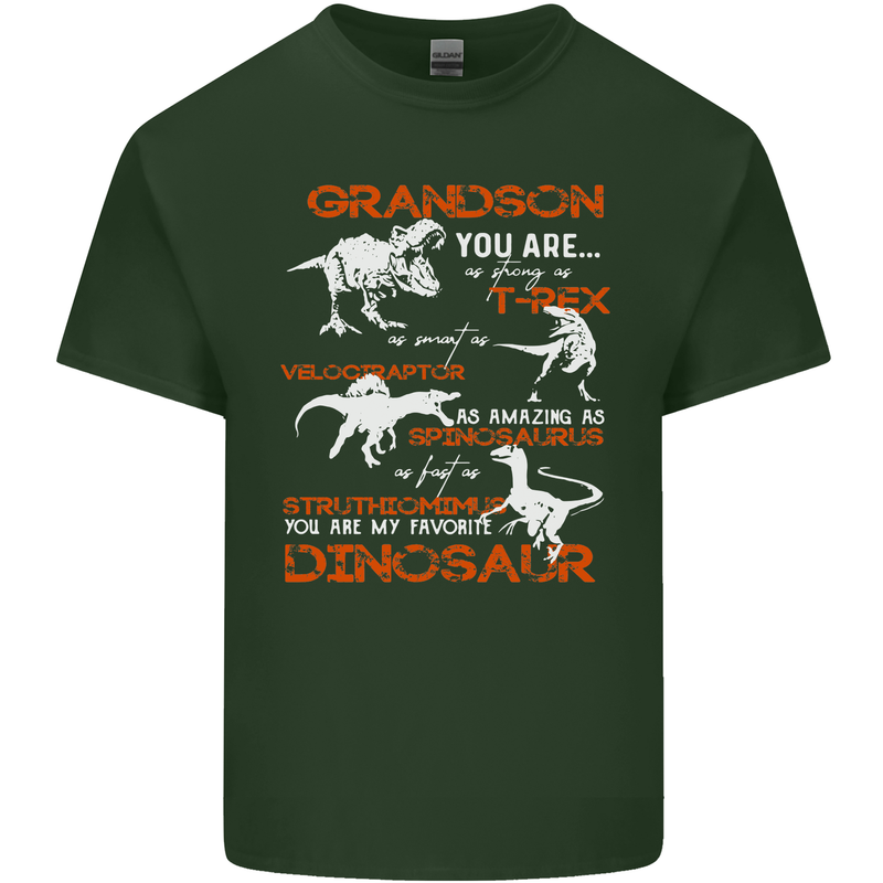Grandson You Are My Favourite Dinosaur Mens Cotton T-Shirt Tee Top Forest Green