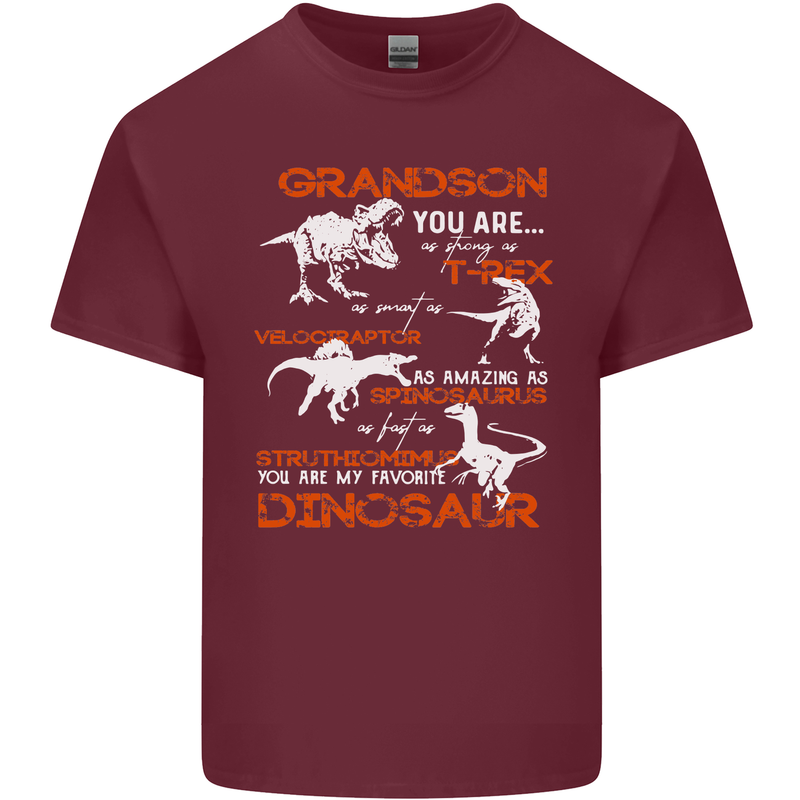 Grandson You Are My Favourite Dinosaur Mens Cotton T-Shirt Tee Top Maroon
