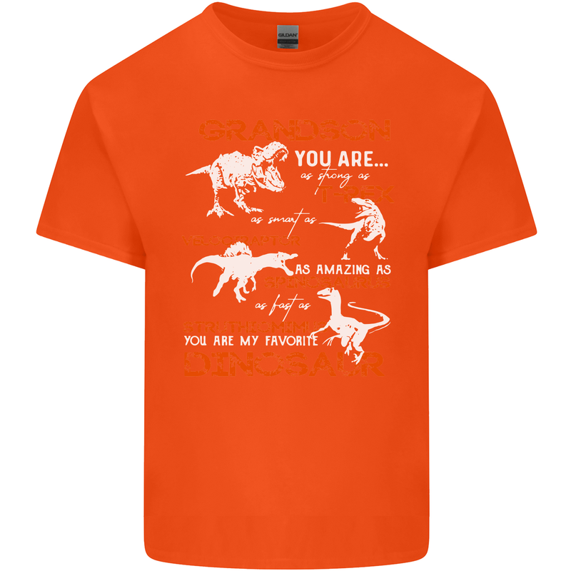 Grandson You Are My Favourite Dinosaur Mens Cotton T-Shirt Tee Top Orange