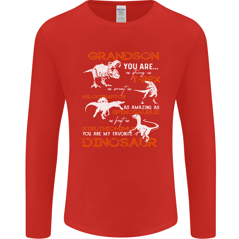 Grandson You Are My Favourite Dinosaur Mens Long Sleeve T-Shirt Red