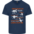 Grandson You Are My Favourite Dinosaur Mens V-Neck Cotton T-Shirt Navy Blue