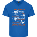 Grandson You Are My Favourite Dinosaur Mens V-Neck Cotton T-Shirt Royal Blue