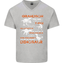 Grandson You Are My Favourite Dinosaur Mens V-Neck Cotton T-Shirt Sports Grey