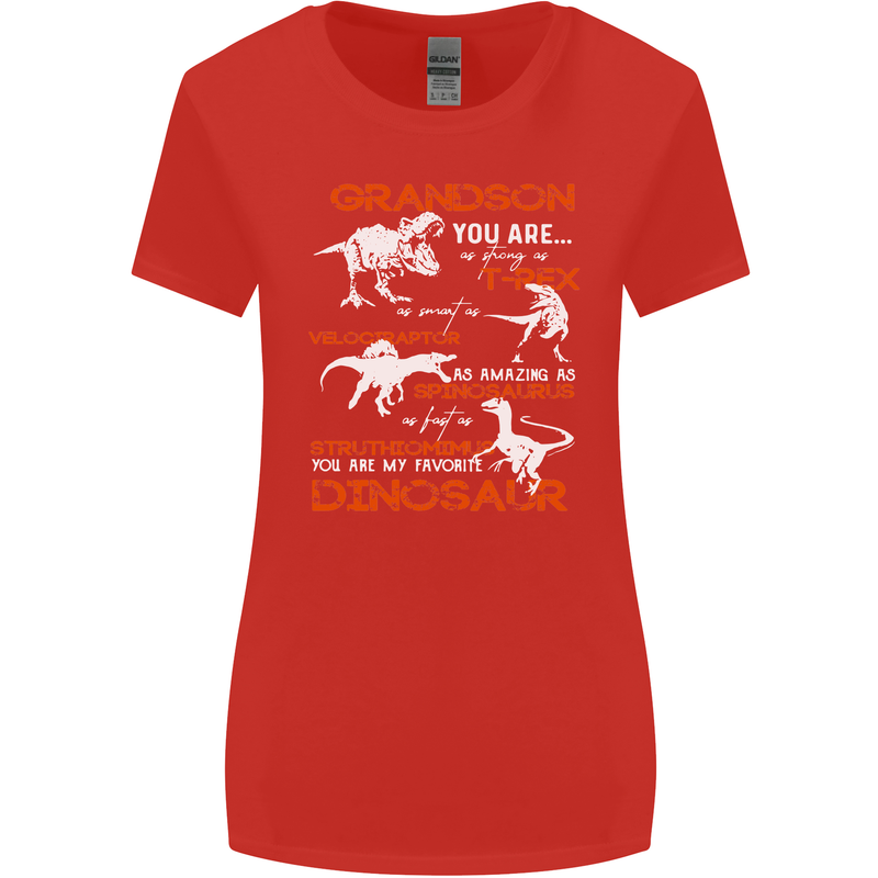 Grandson You Are My Favourite Dinosaur Womens Wider Cut T-Shirt Red