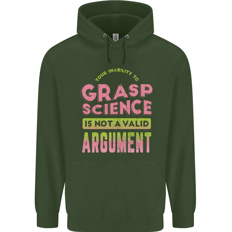 Grasp Science Funny Geek Nerd Physics Maths Mens 80% Cotton Hoodie Forest Green
