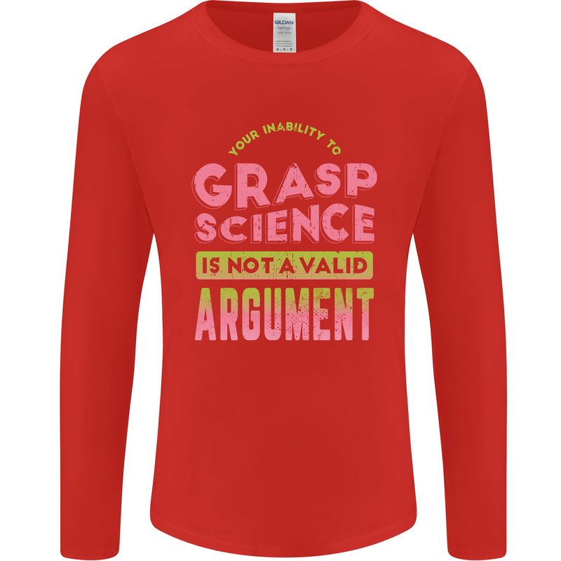 Grasp Science Funny Geek Nerd Physics Maths Mens Long Sleeve T-Shirt Red
