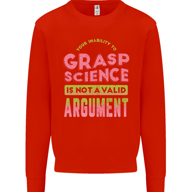 Grasp Science Funny Geek Nerd Physics Maths Mens Sweatshirt Jumper Bright Red