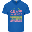 Grasp Science Funny Geek Nerd Physics Maths Mens V-Neck Cotton T-Shirt Royal Blue