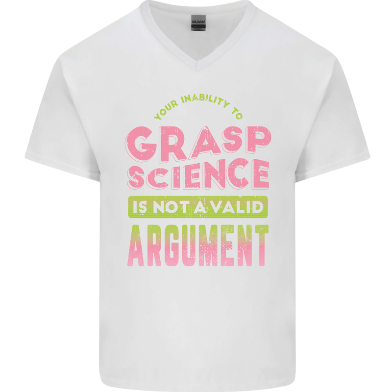 Grasp Science Funny Geek Nerd Physics Maths Mens V-Neck Cotton T-Shirt White