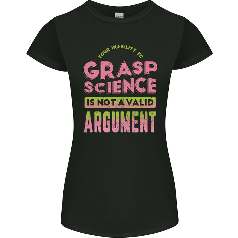 Grasp Science Funny Geek Nerd Physics Maths Womens Petite Cut T-Shirt Black
