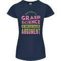 Grasp Science Funny Geek Nerd Physics Maths Womens Petite Cut T-Shirt Navy Blue