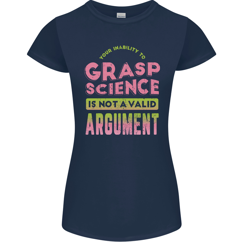 Grasp Science Funny Geek Nerd Physics Maths Womens Petite Cut T-Shirt Navy Blue