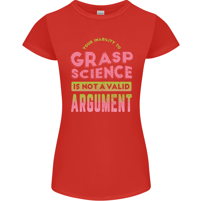 Grasp Science Funny Geek Nerd Physics Maths Womens Petite Cut T-Shirt Red