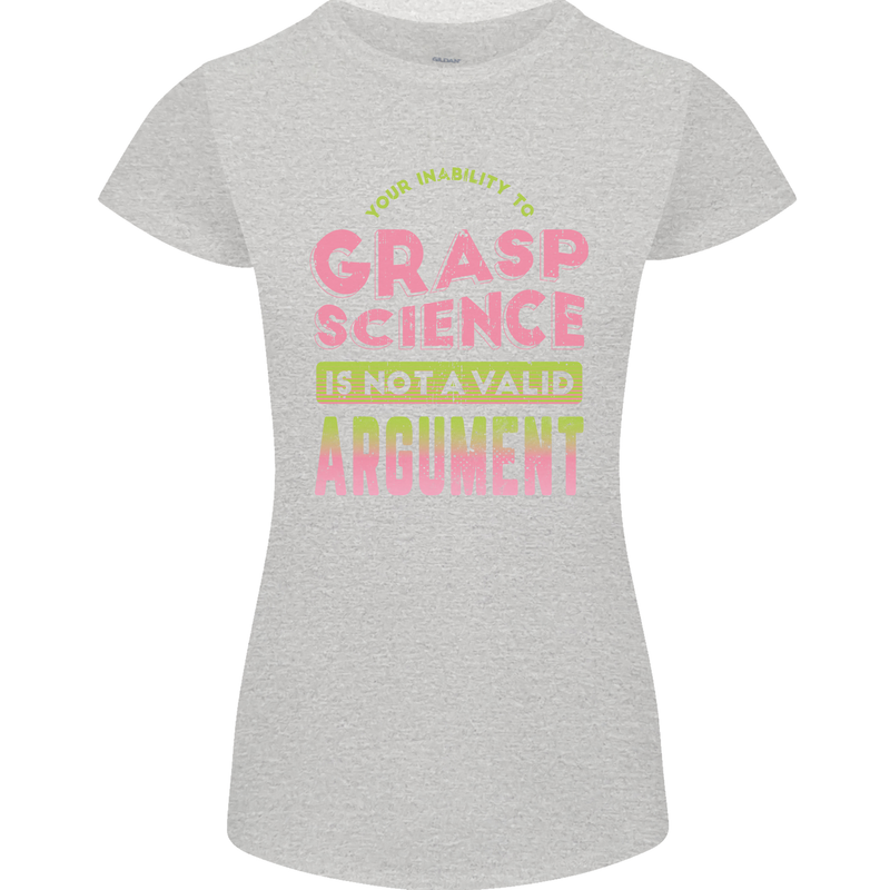 Grasp Science Funny Geek Nerd Physics Maths Womens Petite Cut T-Shirt Sports Grey