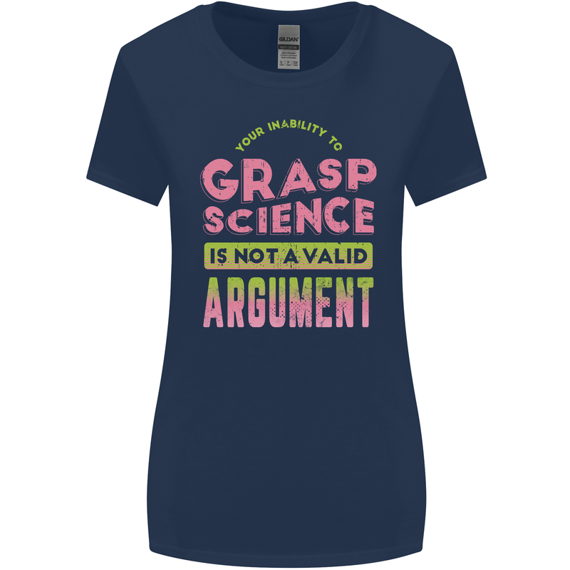 Grasp Science Funny Geek Nerd Physics Maths Womens Wider Cut T-Shirt Navy Blue