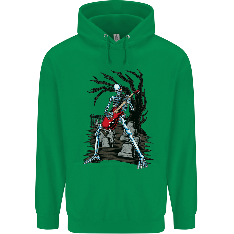 Graveyard Rock Guitar Skull Heavy Metal Childrens Kids Hoodie Irish Green