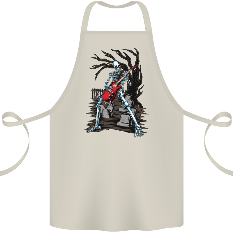 Graveyard Rock Guitar Skull Heavy Metal Cotton Apron 100% Organic Natural