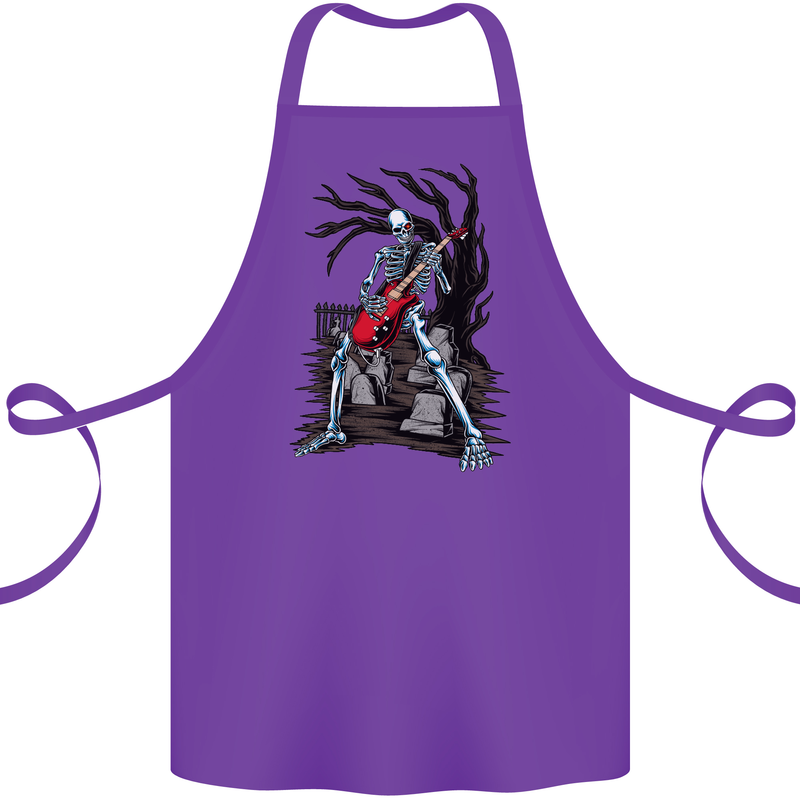 Graveyard Rock Guitar Skull Heavy Metal Cotton Apron 100% Organic Purple