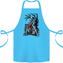 Graveyard Rock Guitar Skull Heavy Metal Cotton Apron 100% Organic Turquoise