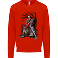 Graveyard Rock Guitar Skull Heavy Metal Kids Sweatshirt Jumper Bright Red
