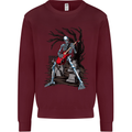 Graveyard Rock Guitar Skull Heavy Metal Kids Sweatshirt Jumper Maroon