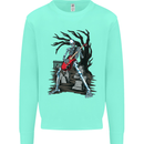 Graveyard Rock Guitar Skull Heavy Metal Kids Sweatshirt Jumper Peppermint